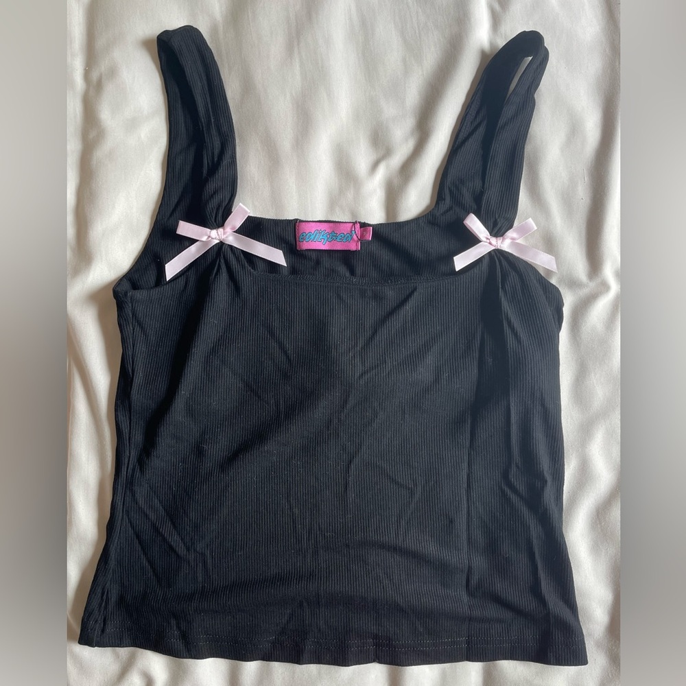 Black Tank with Pink Bows